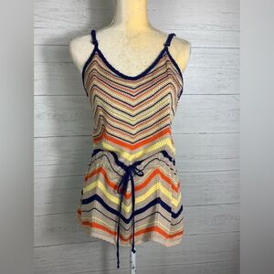 Nick & Mo knit chevron tan navy Multicolor tank top size Large